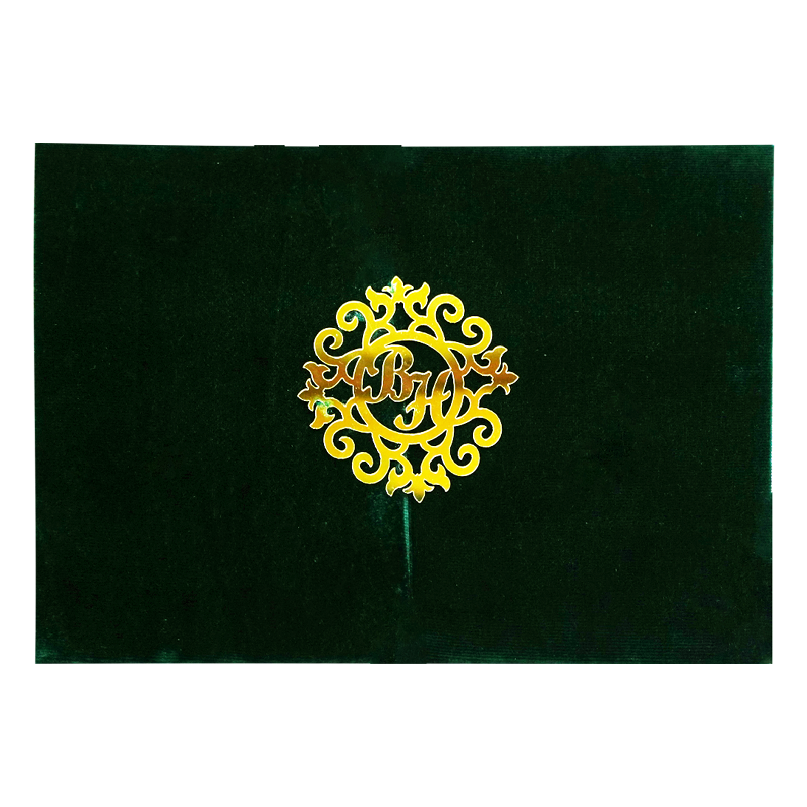 Green Velvet Fabric Invitation-KSI12490