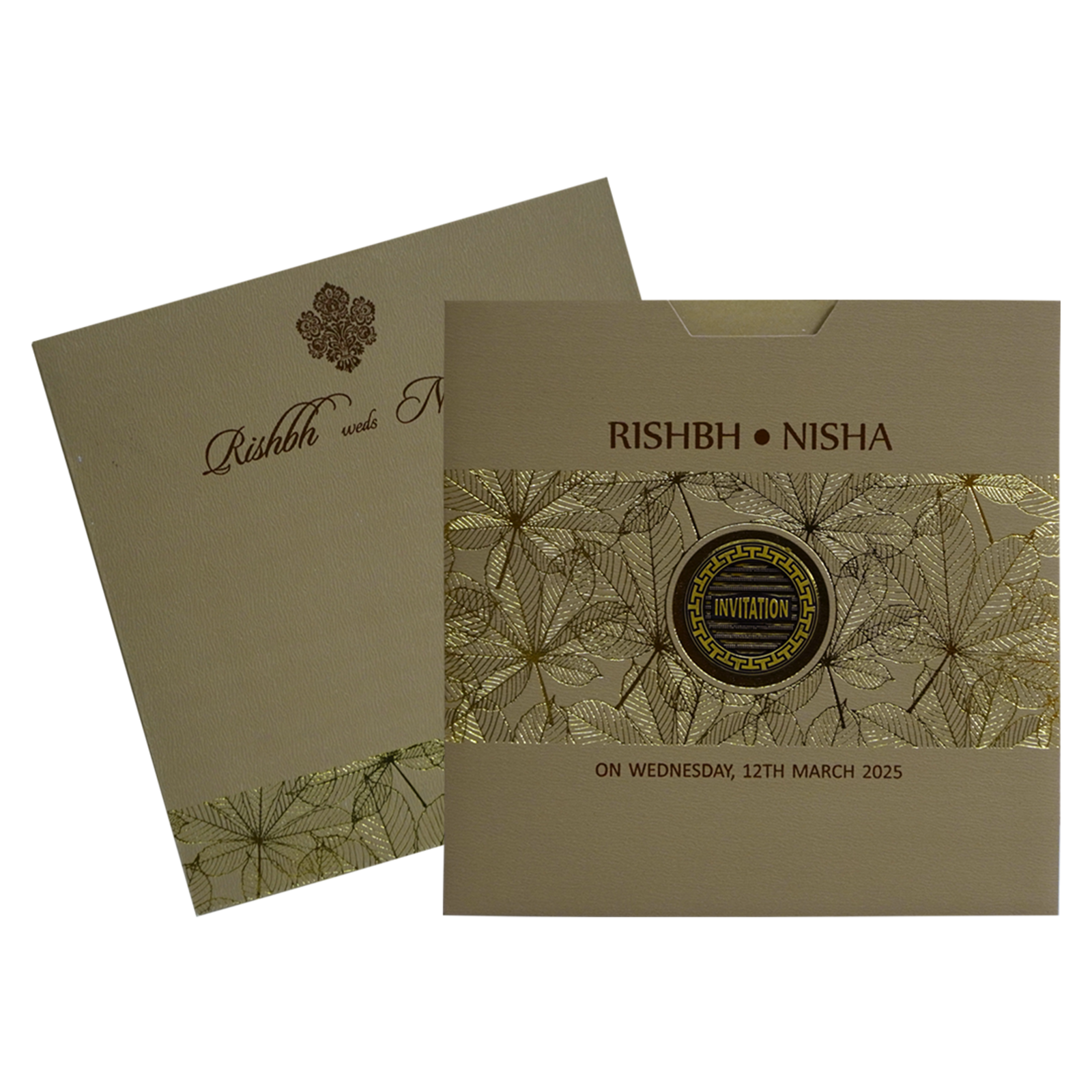 Pale Brown Wedding Invitation-KRC30272