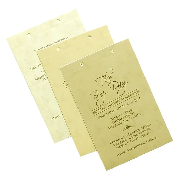 Golden Elegant Floral Lazer Cut MDF Wedding Card-King of Cards