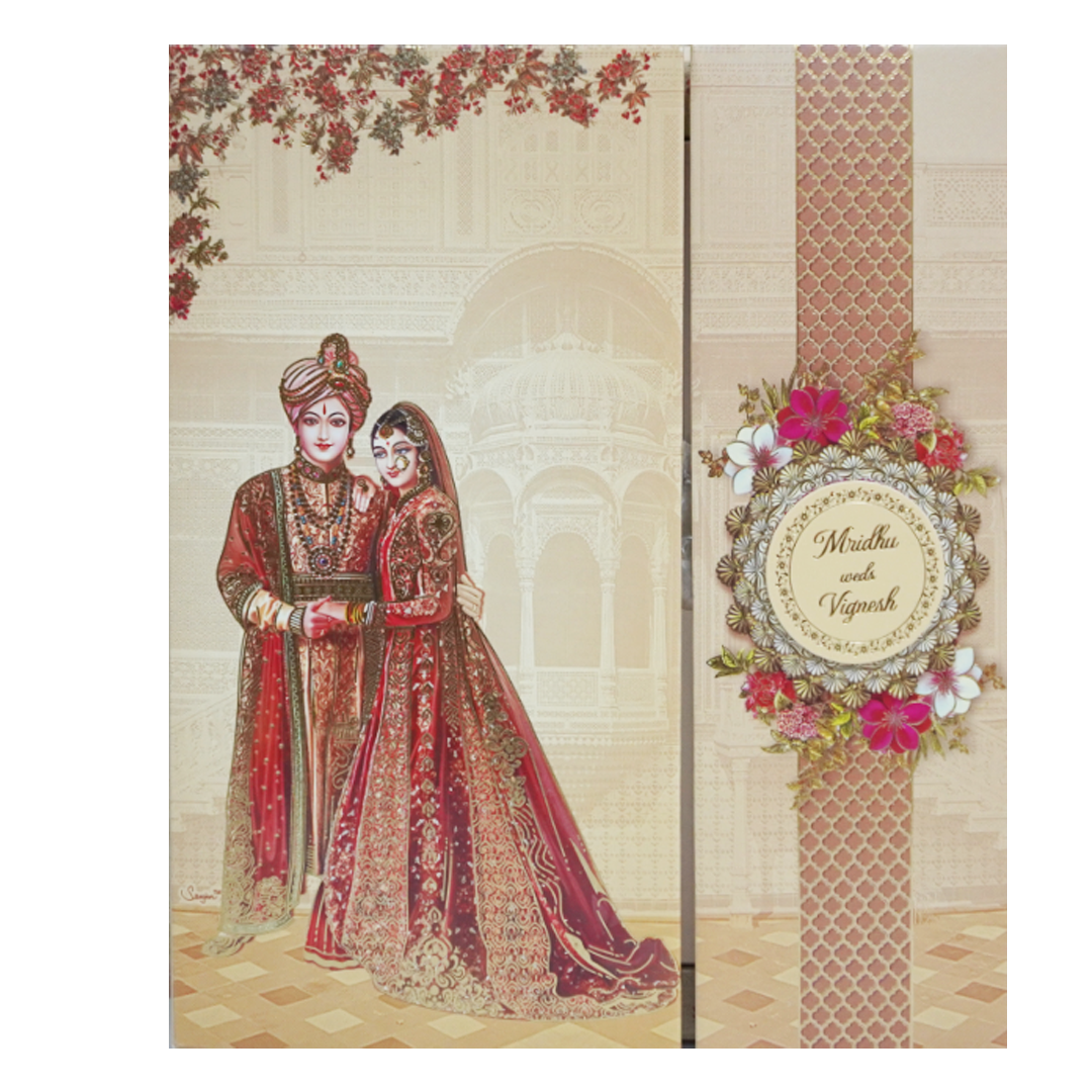 Light Brown Bride Groom Wedding Invitation Card-KAC05740