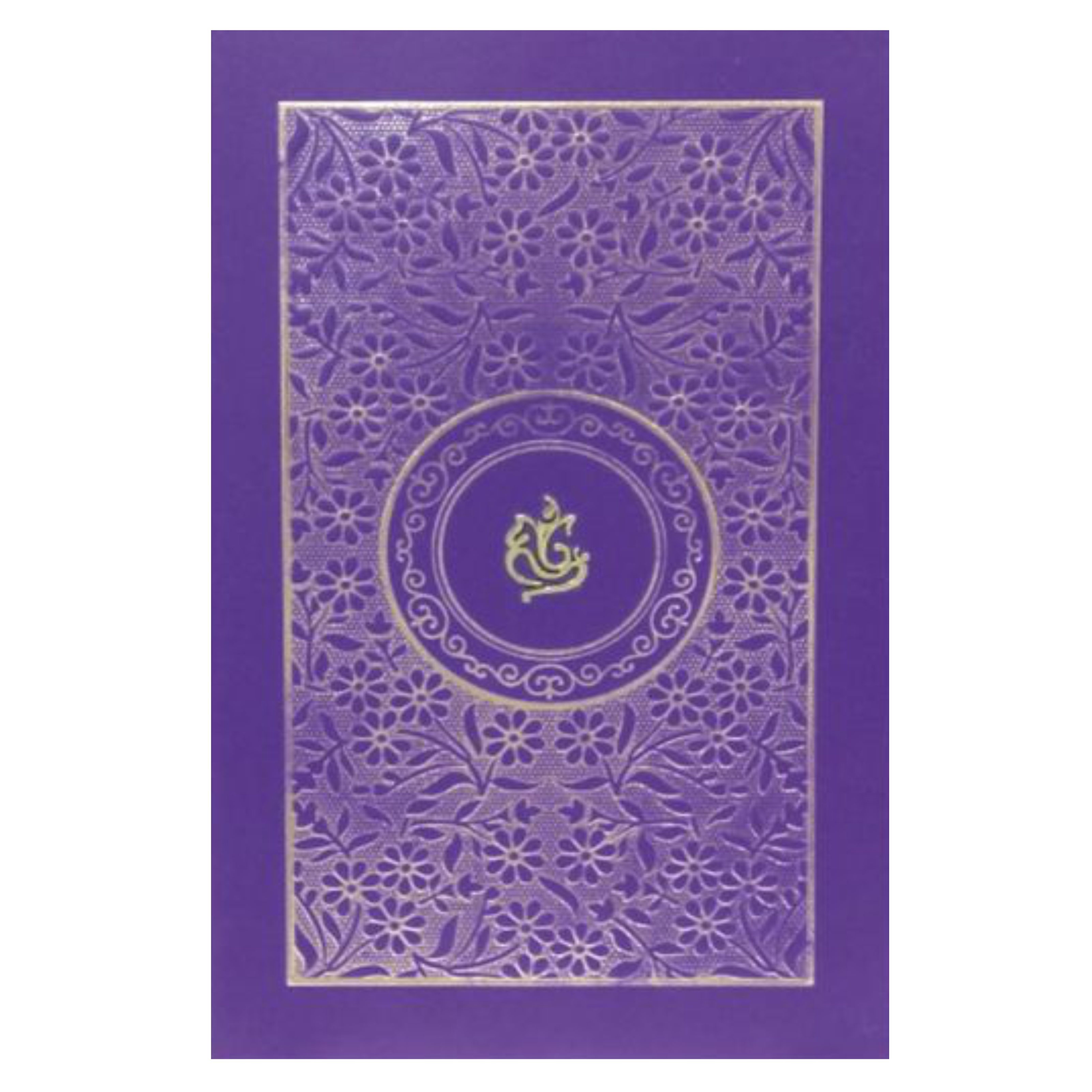 Lovely Violet Shading With Ganesha Theme Padded Wedding Card - KNK3661
