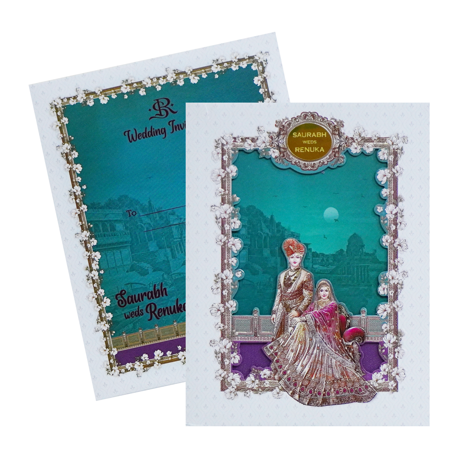 White Blue Padded Invitation-KSI12260