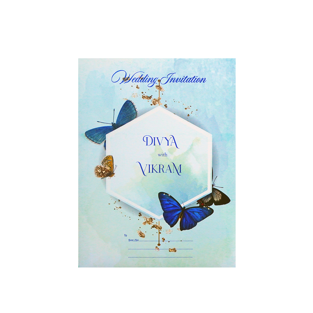 Light Blue Butterfly single sheet card-KNPA413B