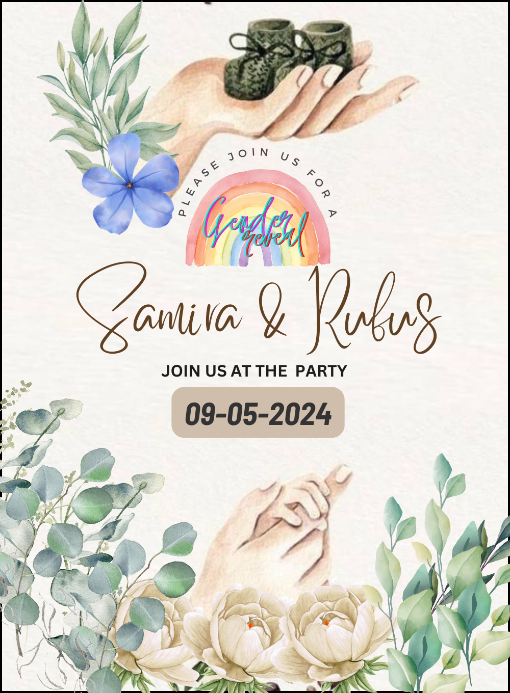 Rainbow Floral Gender Reveal-King of Cards