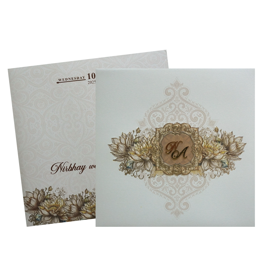 Cream Padded Premium Wedding Invitation-KPR24020