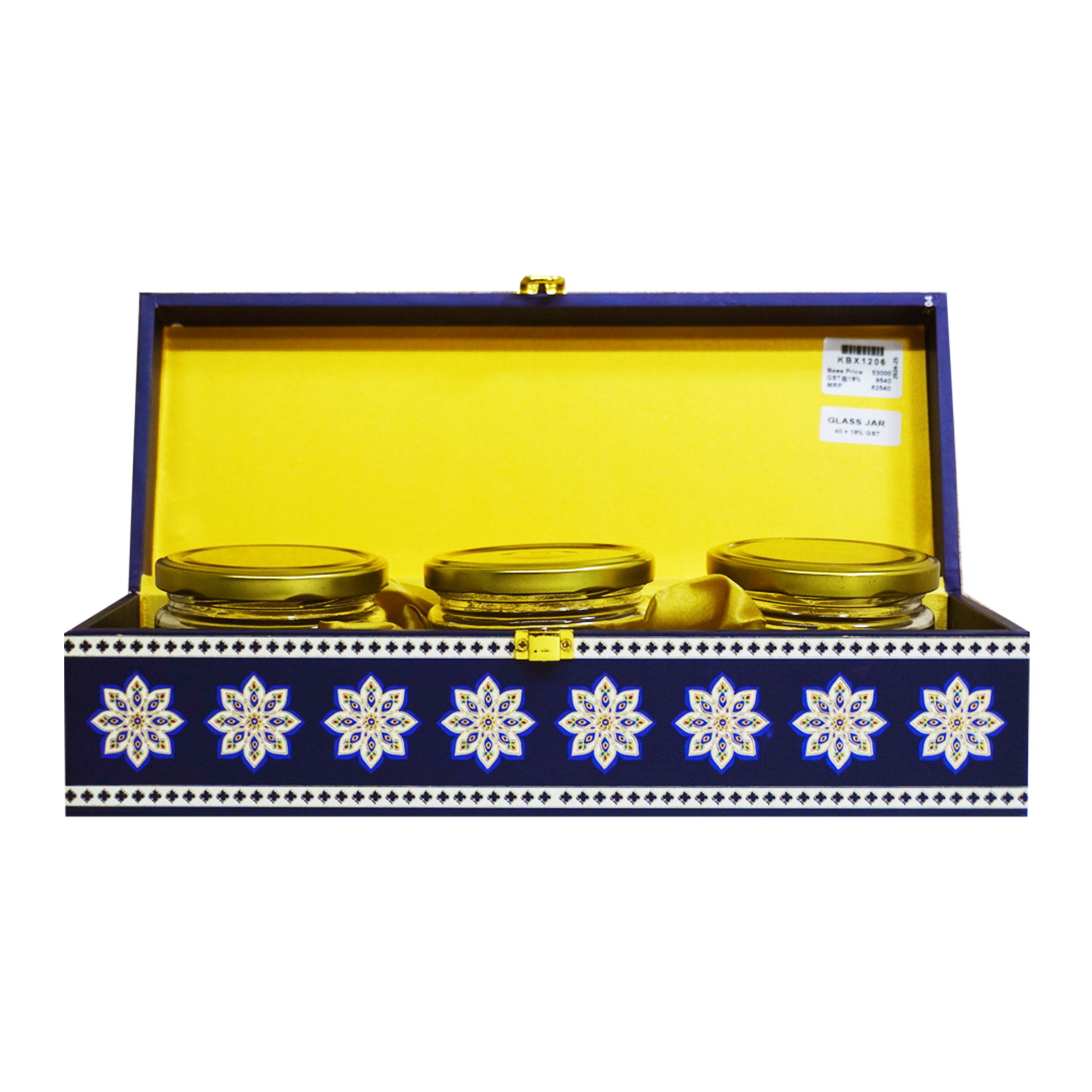 Royal Blue Geometric Pattern Box Invitation-KBX1206