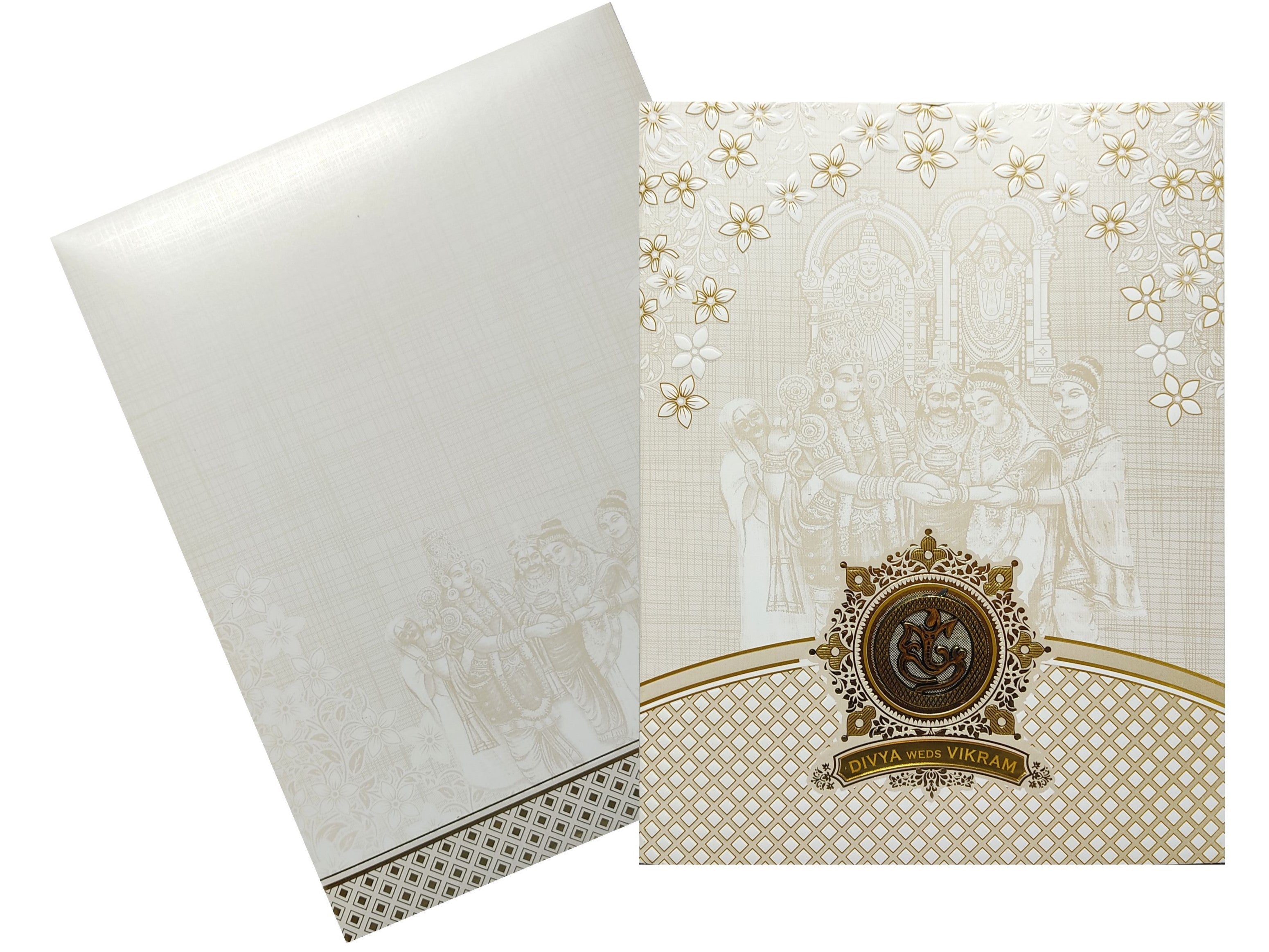 White Balaji Padmavathi Invitation Card-KNJS2063