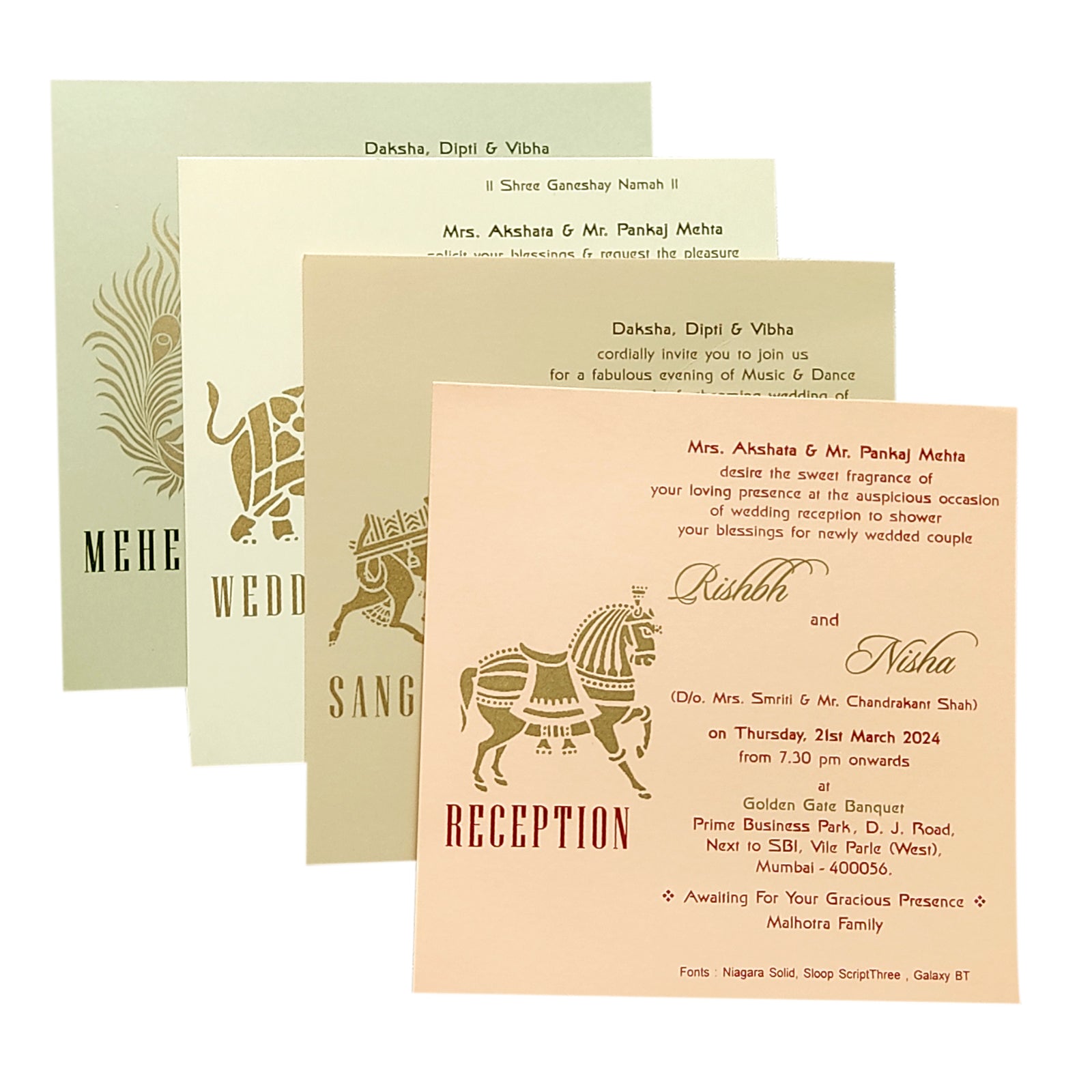 Cream Geometric Design Invitation Card-KRC29492