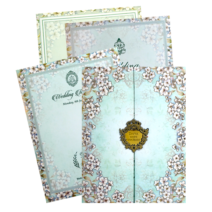 Pastel Green Floral Arch Invitation Card-King of Cards