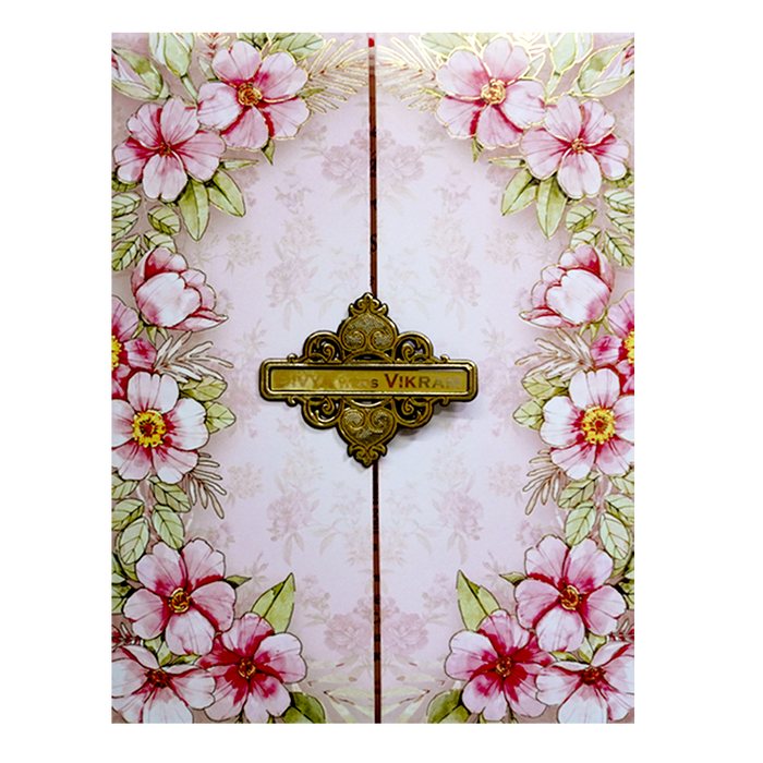 Pink Floral Name Plate Door Invitation Card-King of Cards