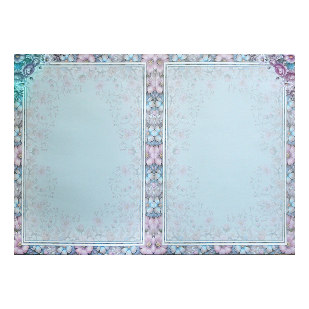 Blue Floral Patterned Wedding Card-KNEP1610