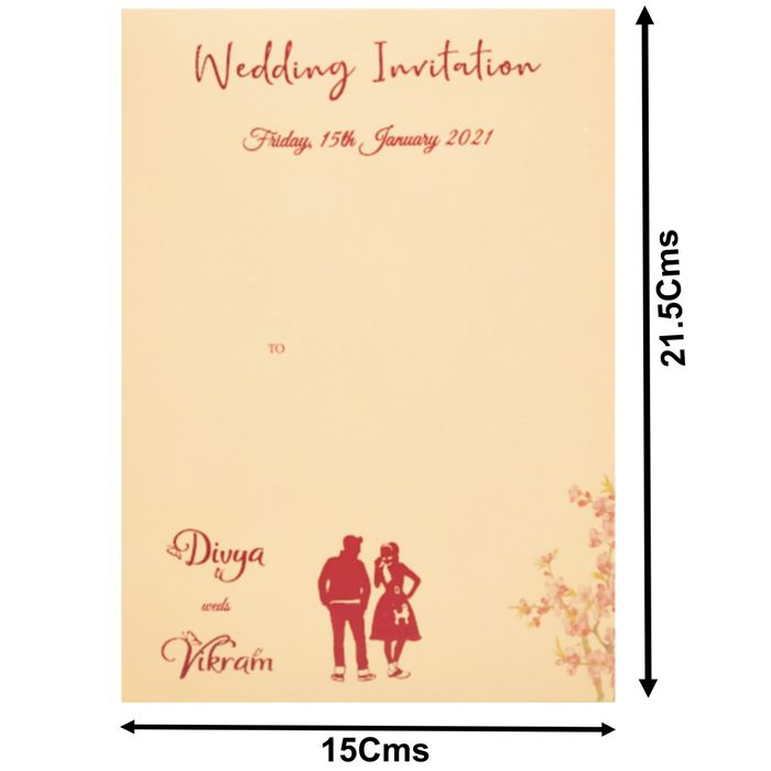 Pink Single Sheet Invitation Card With Pink Cover Non-KNS050GD-King of Cards