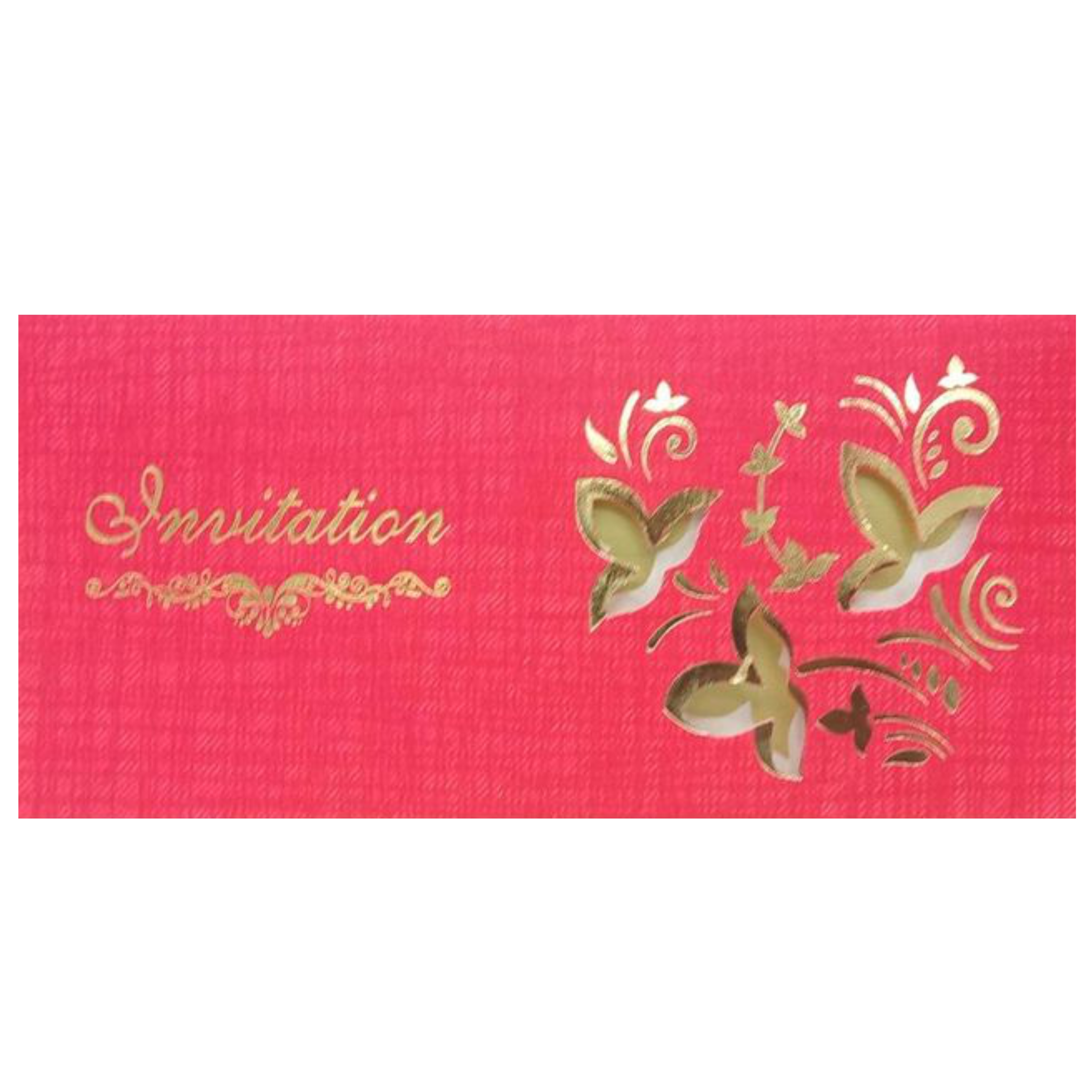 Gorgeous Gold Shaded Flowers With Red Shading Personal Wedding Card - KNKSP736