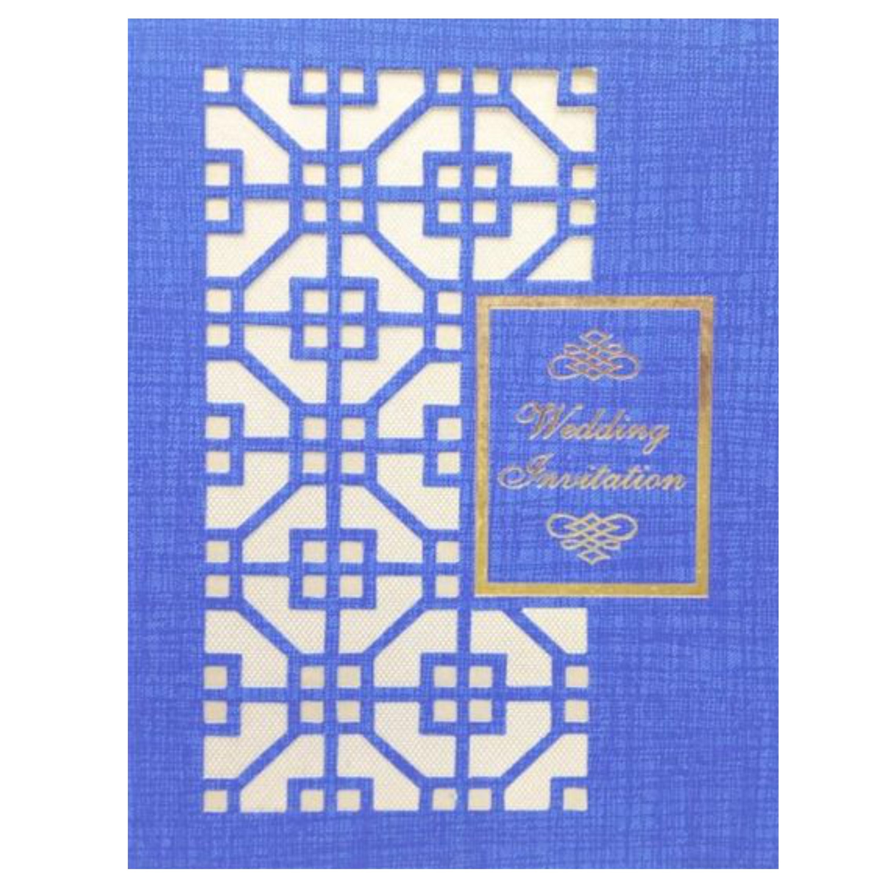 Blue Traditional Die Cut Wedding Invitation-KNCM19BI