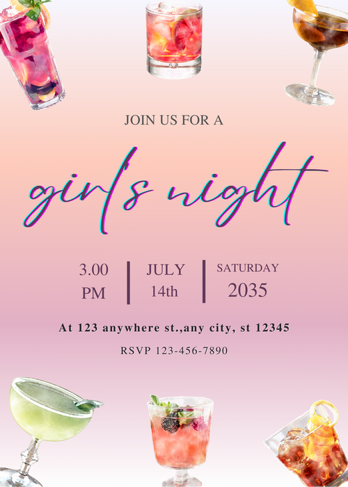 Pink Girl Talk Girls Night Out Invitation-AAGNI003