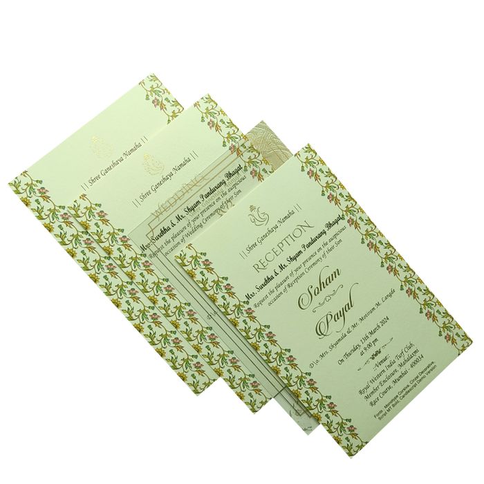 Green Floral Tracing Sheet Invitation Card-King of Cards