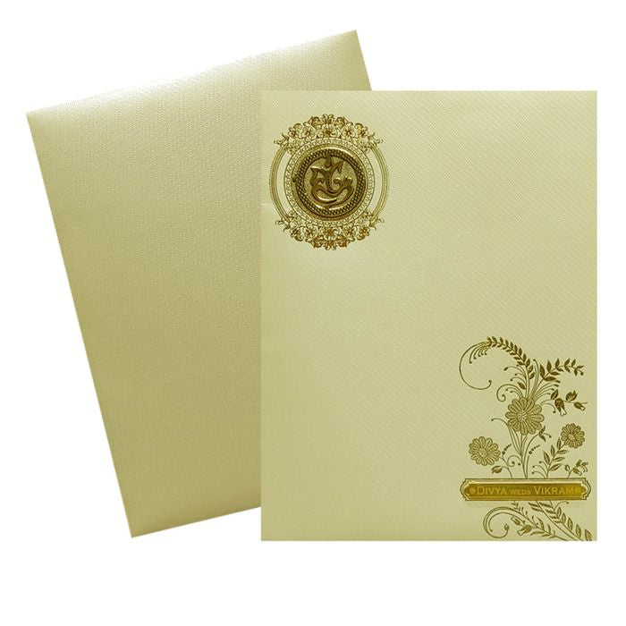 Cream Floral Foil Nameplate Invitation Card-King of Cards