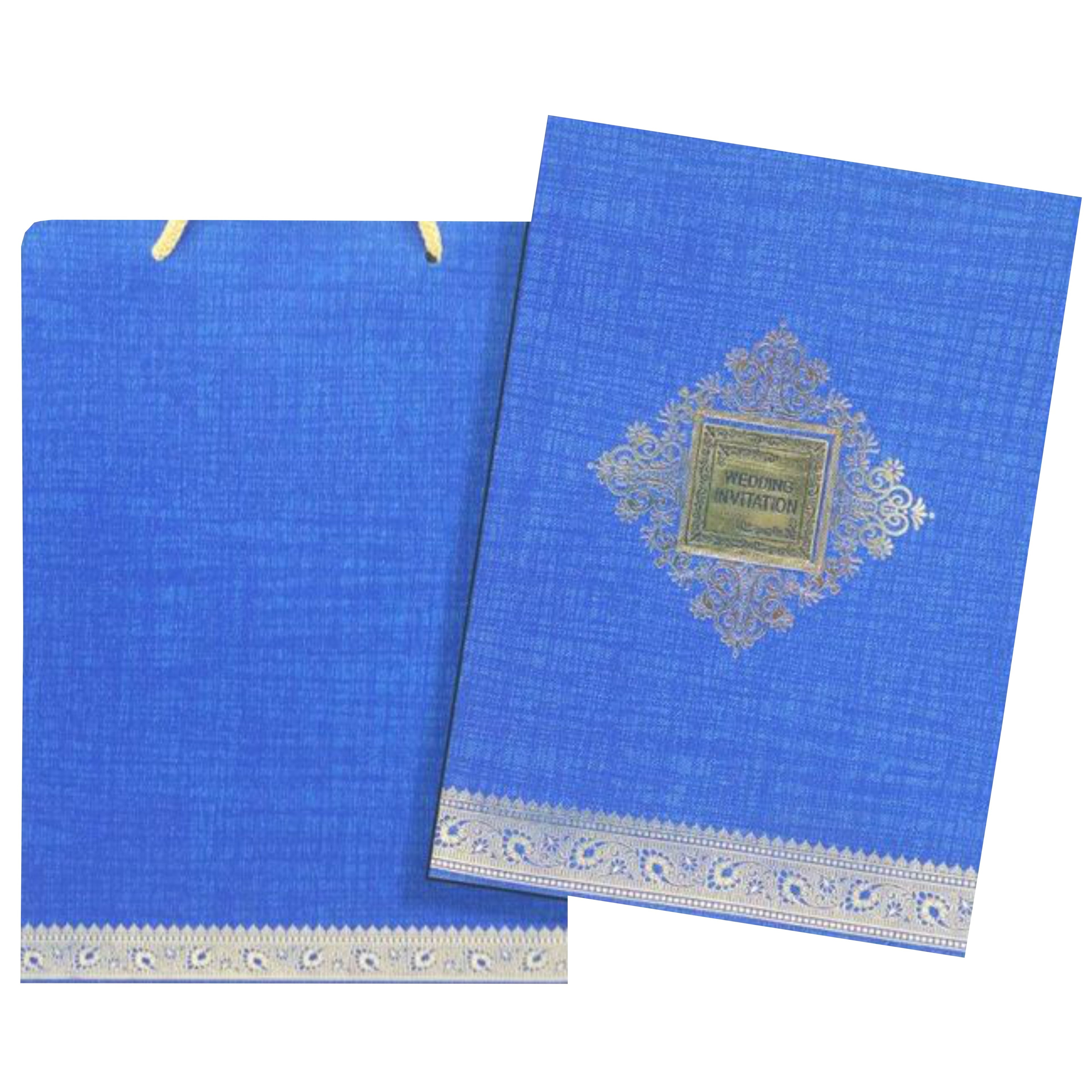 Enchanting Blue Shading With Gold Foiling Bag Type Wedding Card-KNCA201B