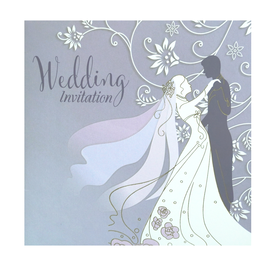 Purple Offset Berry Bride And Groom Wedding Invitation Card-KNBY5404