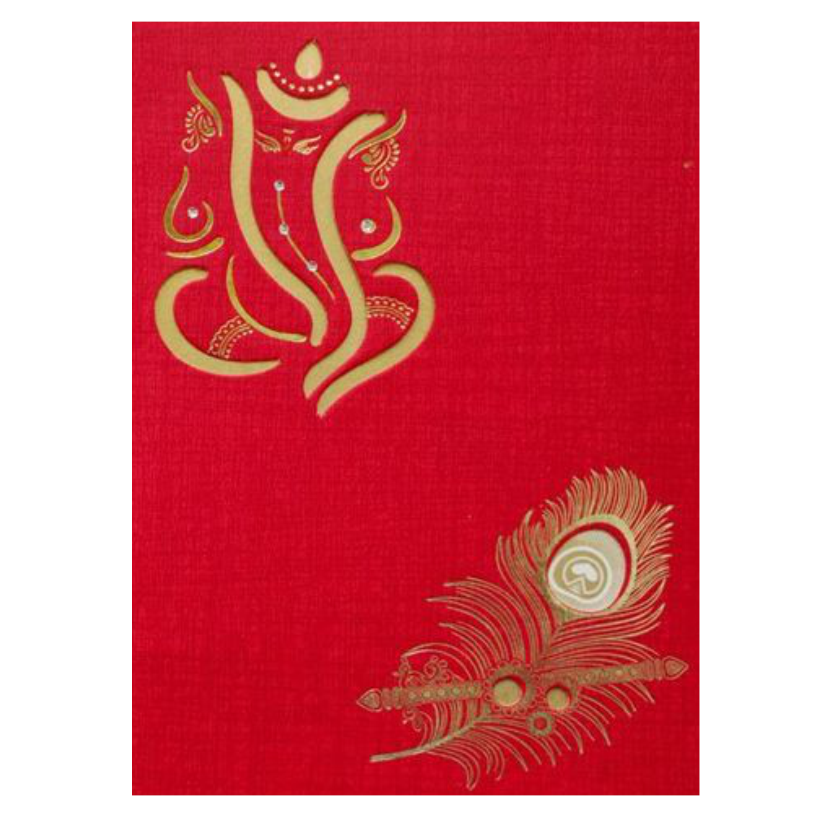 Royal Blue Shading With Cut Ganesha Wedding Card - KNCM101R