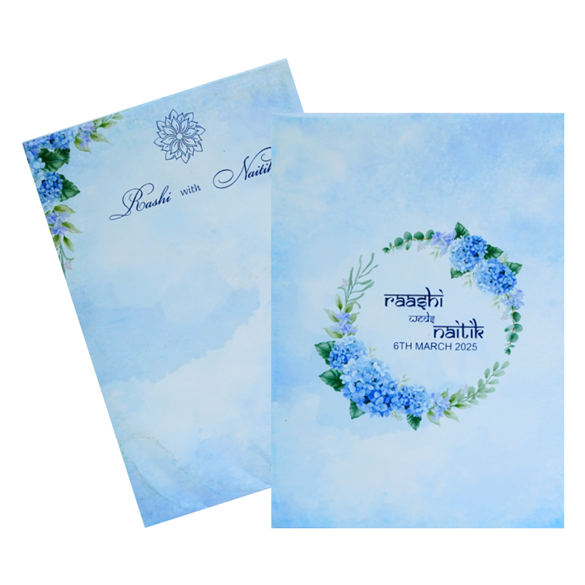 Blue Floral Padded Invitation Card-KRC30630