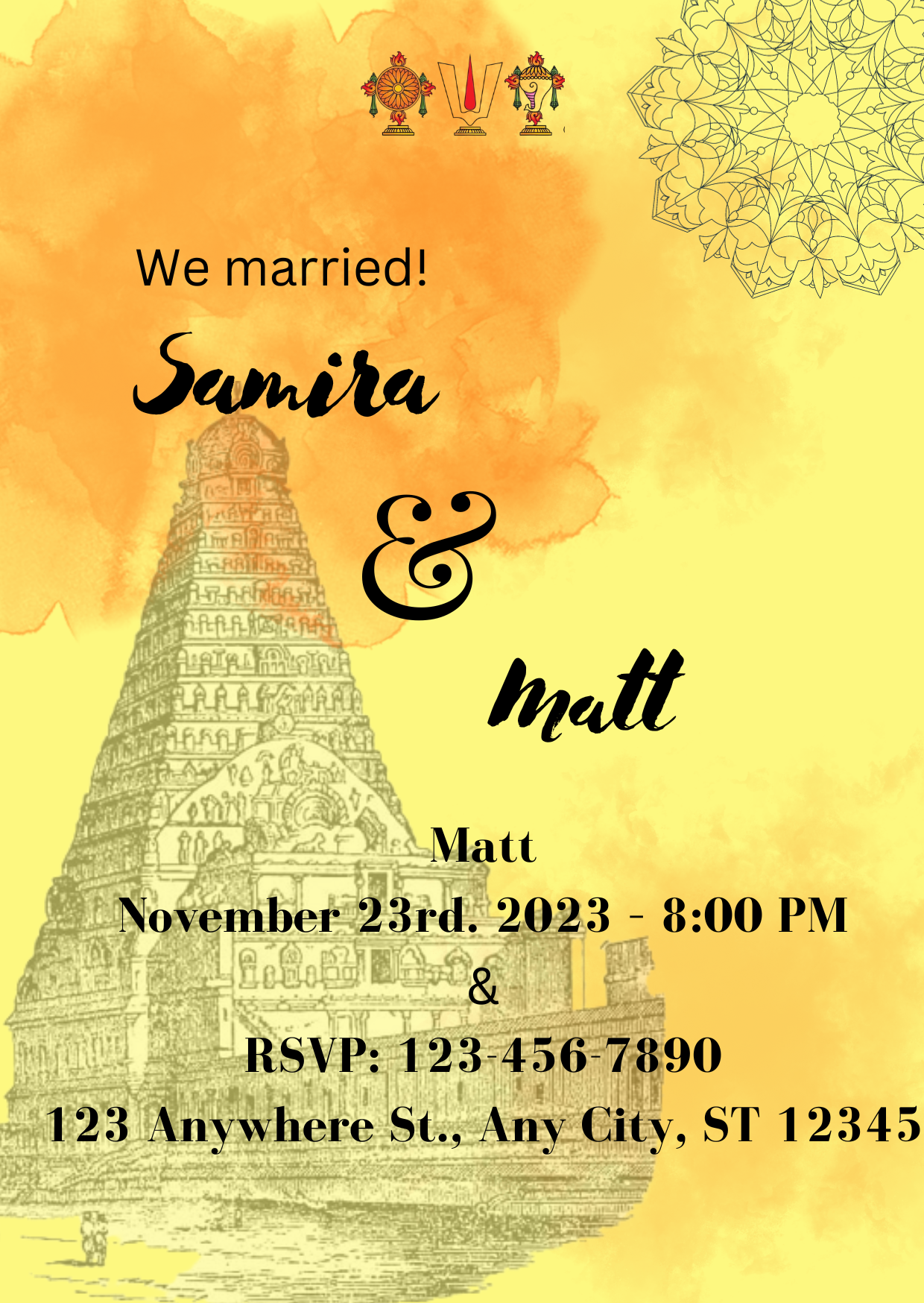 Yellow Temple Wedding Invitation-King of Cards