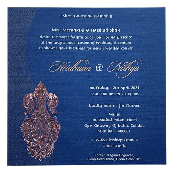 Dark Blue Single Sheet Invitation Card-King of Cards