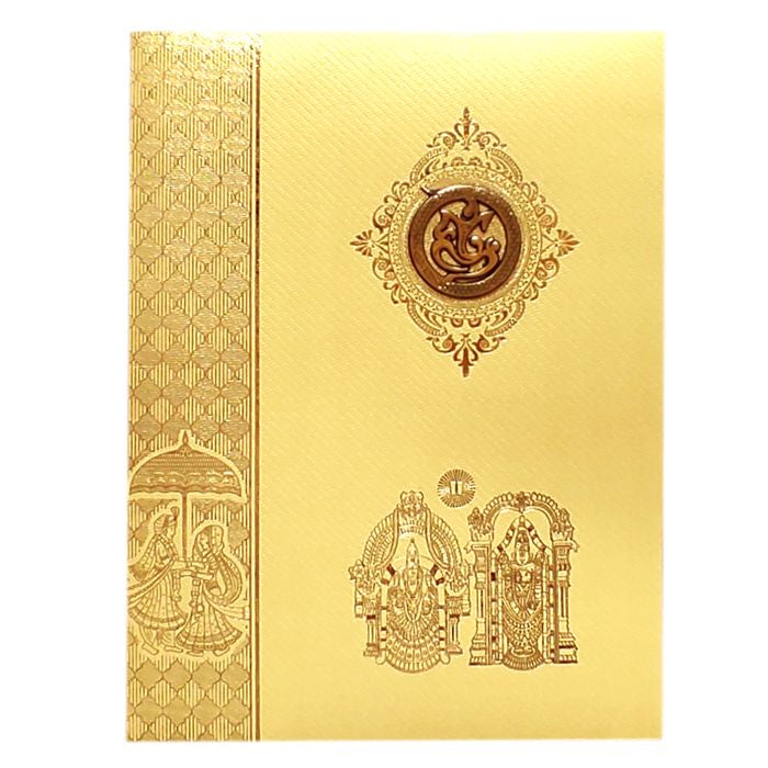 Gold Balaji Padmavathi Design Wedding Card-King of Cards