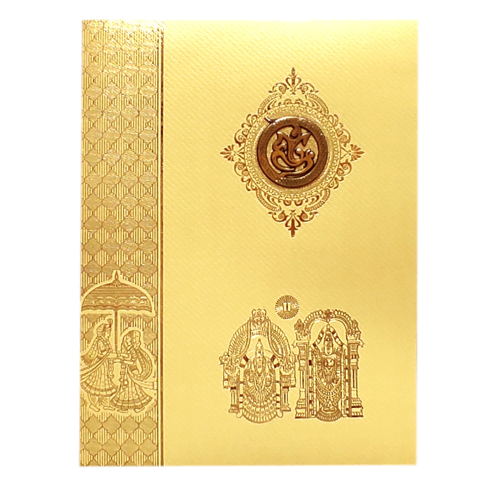 Gold Balaji Padmavathi Design Wedding Card-KNKT5024