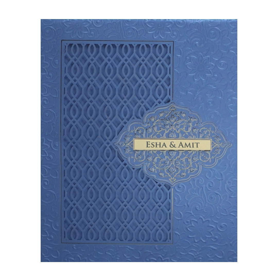 Blue MDF Wedding Card-KPR09470