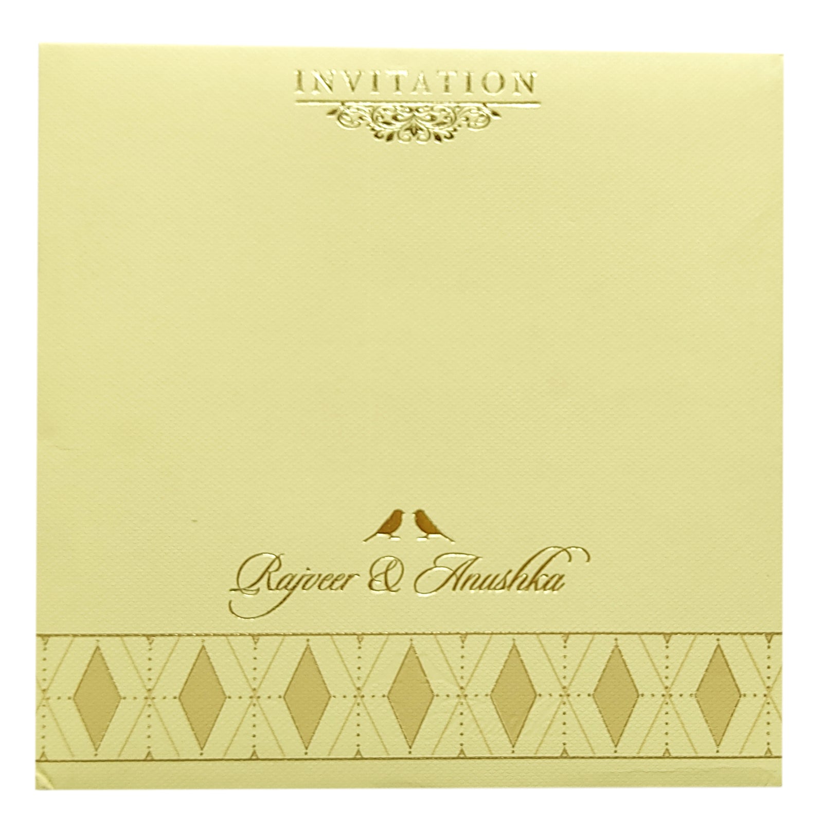 Cream Green Padded Invitation Card-KRC29180