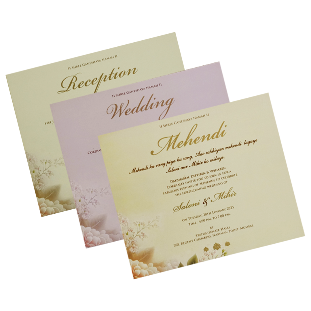 Light Pink Peacock Padded Wedding Card-KPR23480