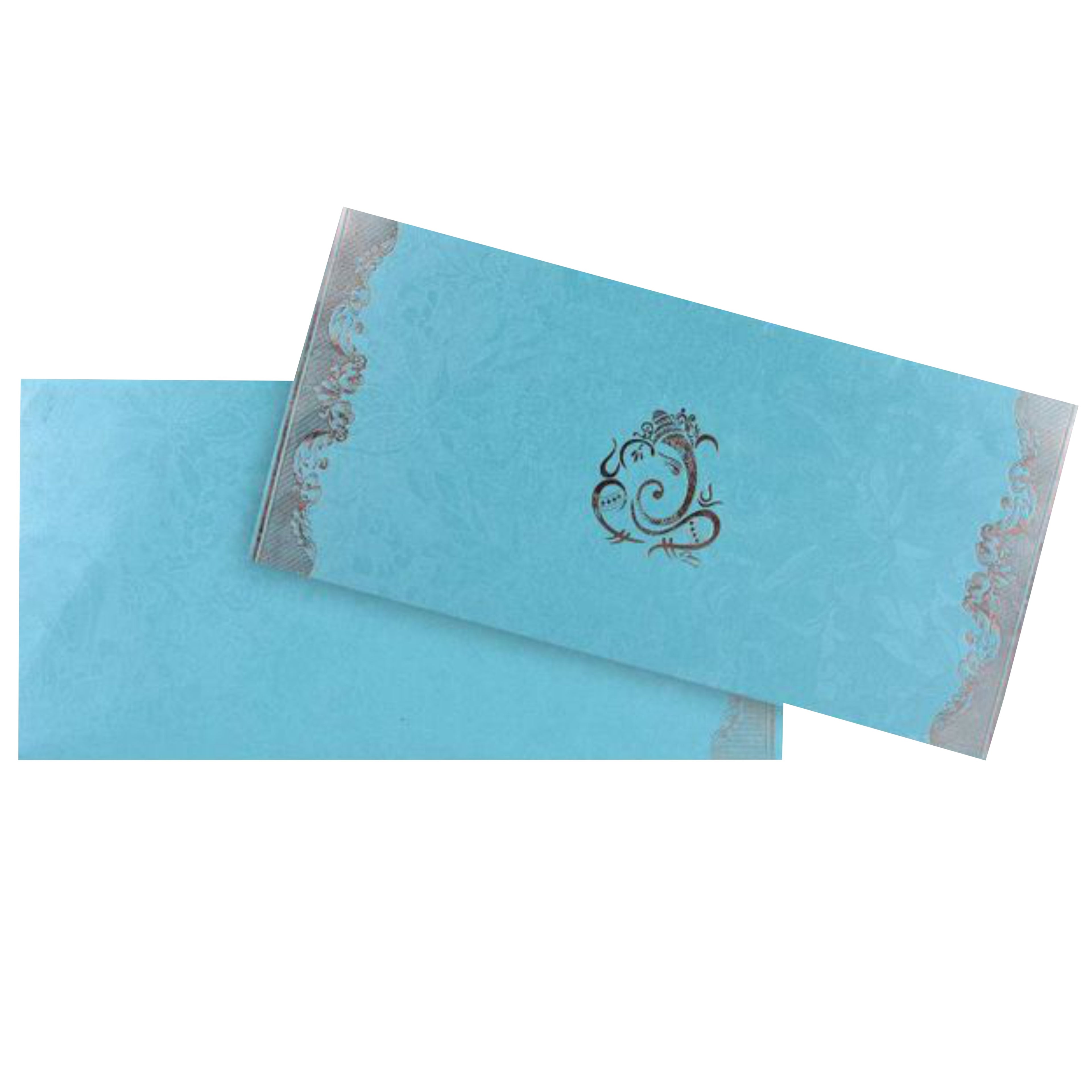 Lovely Light Blue Shading With Gold Foiling Wedding Card