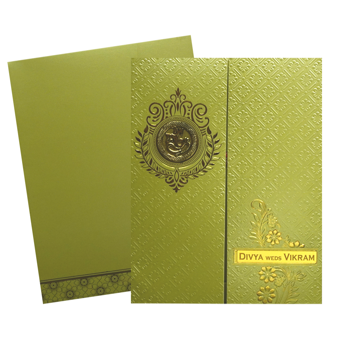 Pista Green Door Nameplate Wedding Invitation-KNZ7202G