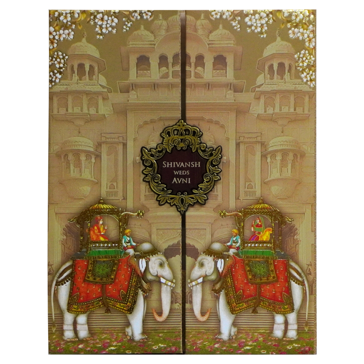 Pale Beige Brown Wedding card-KVN06800