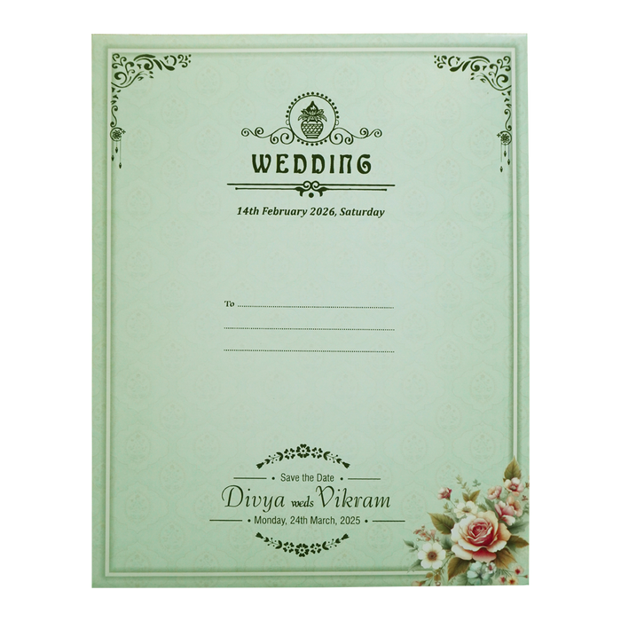 Pastel Green Floral Wedding Card-King of Cards
