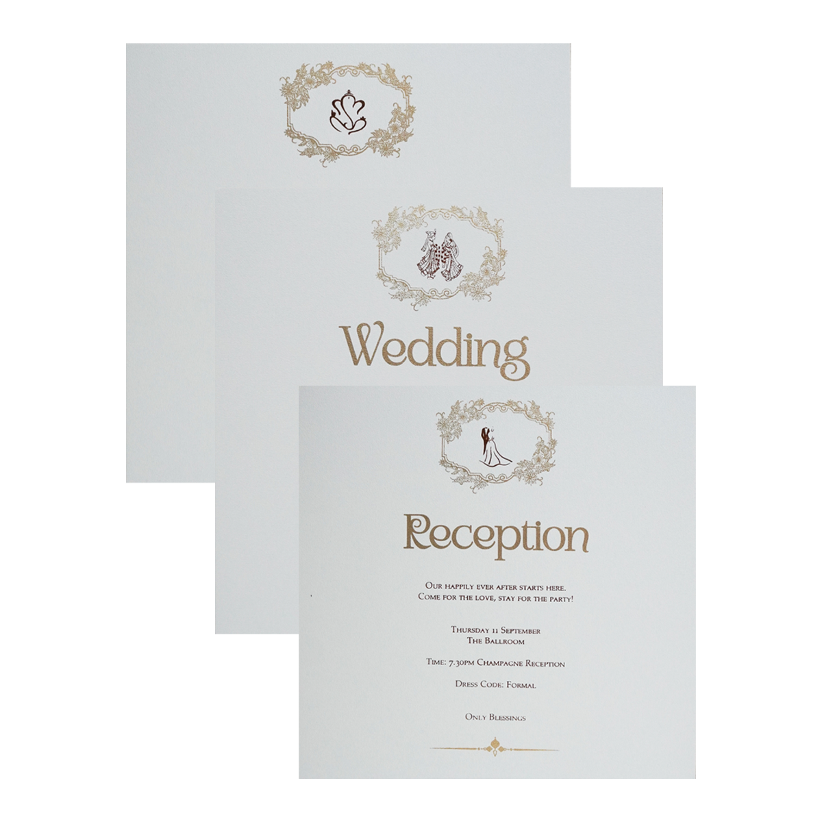 Ivory Laser Cut Padded Wedding Card-KPR23530