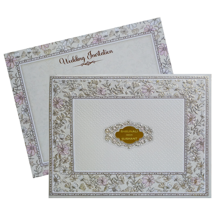 Grey Floral Padded Invitation-King of Cards