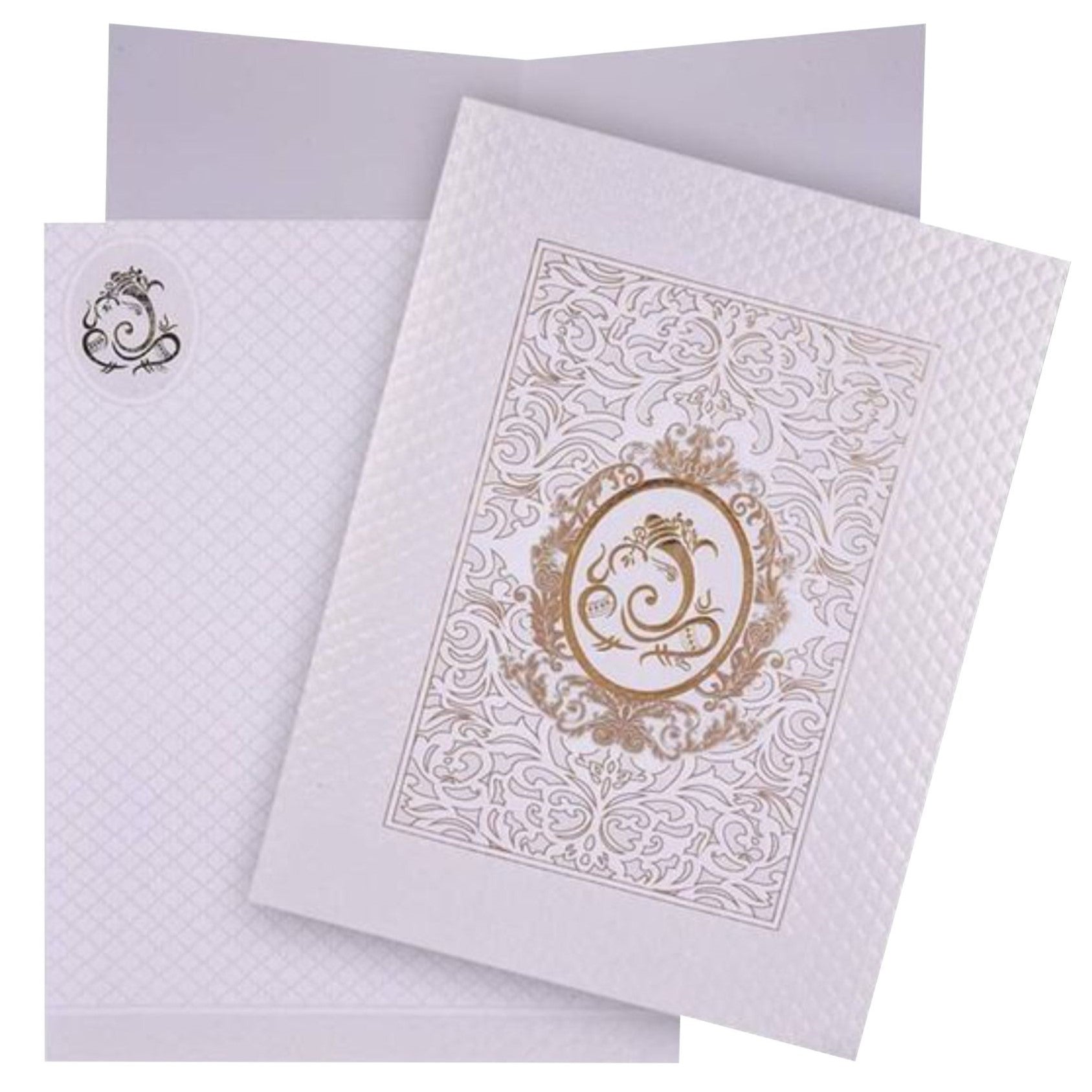 Elegant and attractiveWhite gold design ganeshainvitation card! Buy now! &