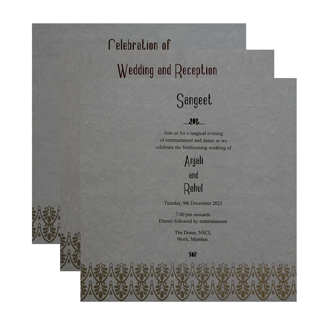 Grey Golden Premium Embossed Wedding Invitation-KPR24350