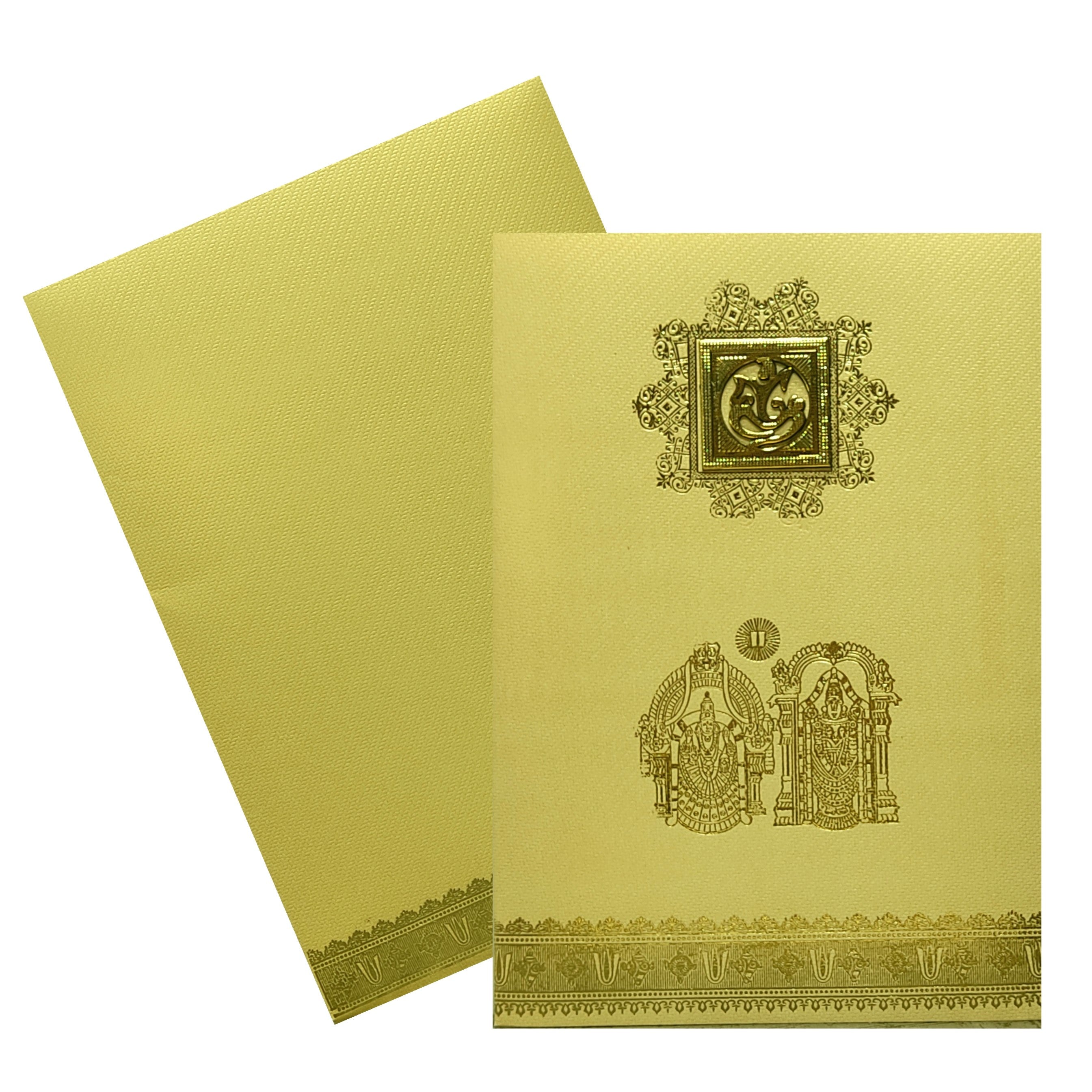 Gold Balaji Padmavathi Invitation Card-KNKTG022
