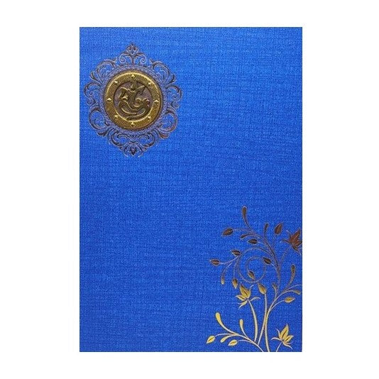 Blue Classic Paper Print With Awesome Leaves Design And Ganesha Sticker-KNCP826B