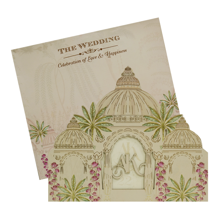 Cream Laser Cut Arch MDF Marriage Card-King of Cards