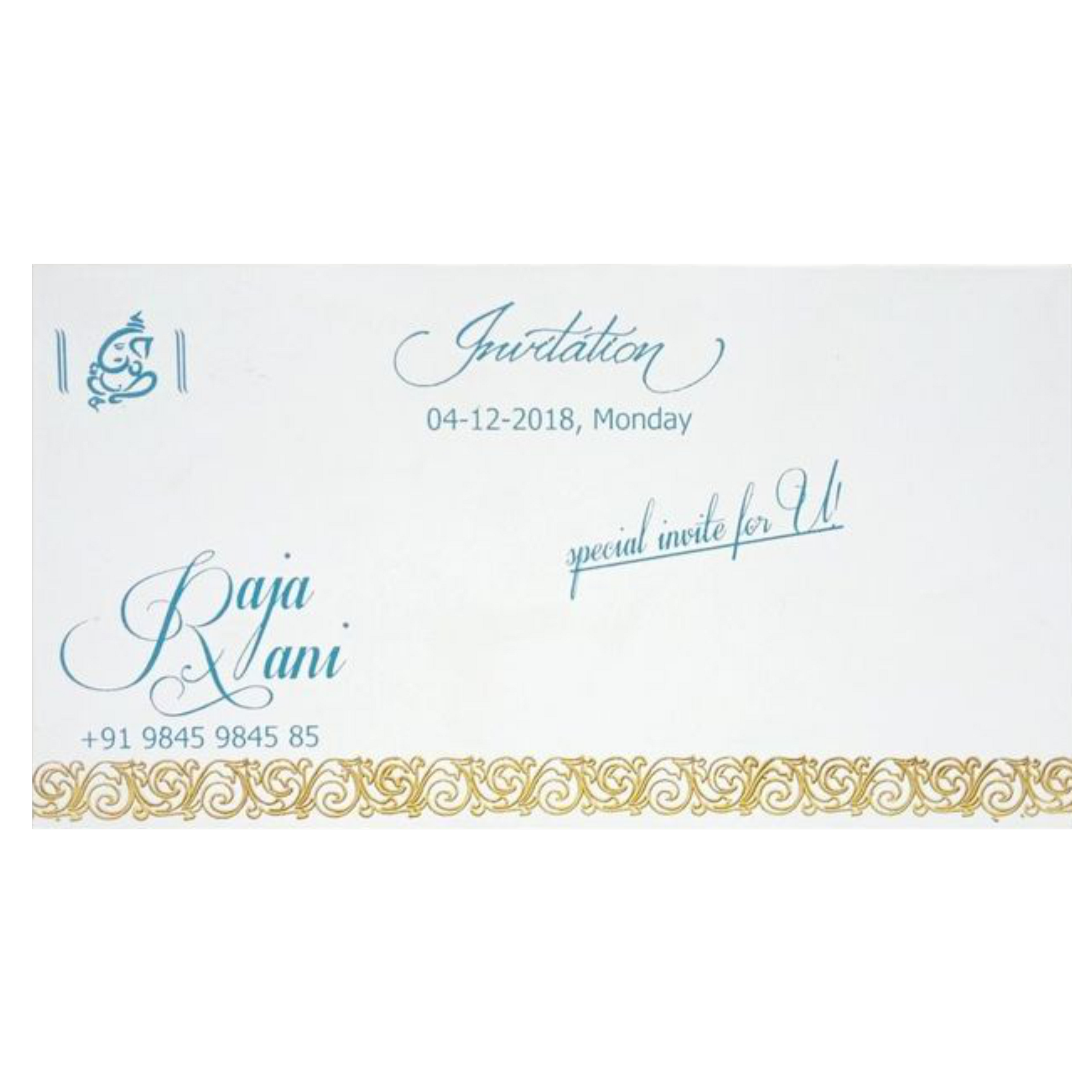 Gorgeous Ganesha With Blue Shading Padded Personal Card - KNPSU004