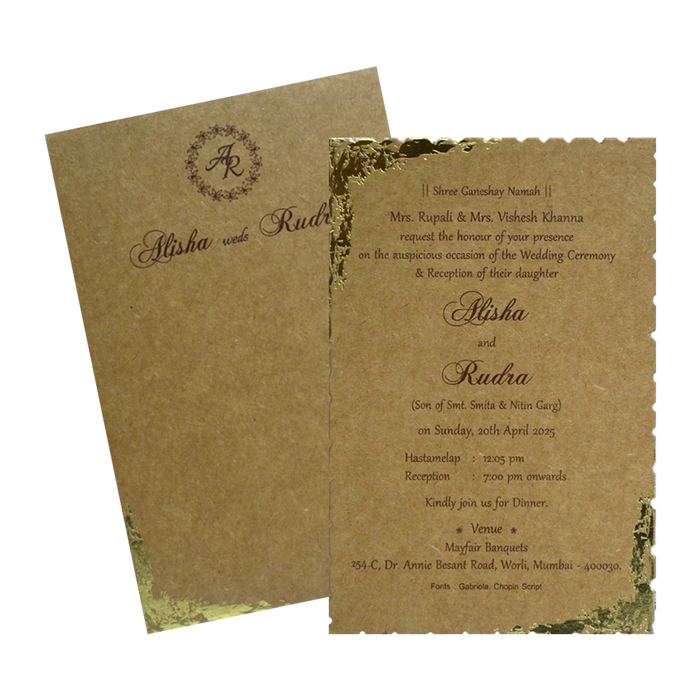 Khaki Brown Foil Invitation-King of Cards
