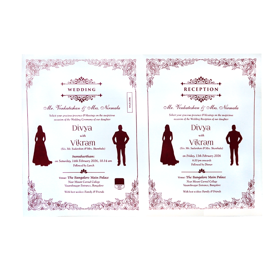 White Wedding Invitation Card-KNJS2056