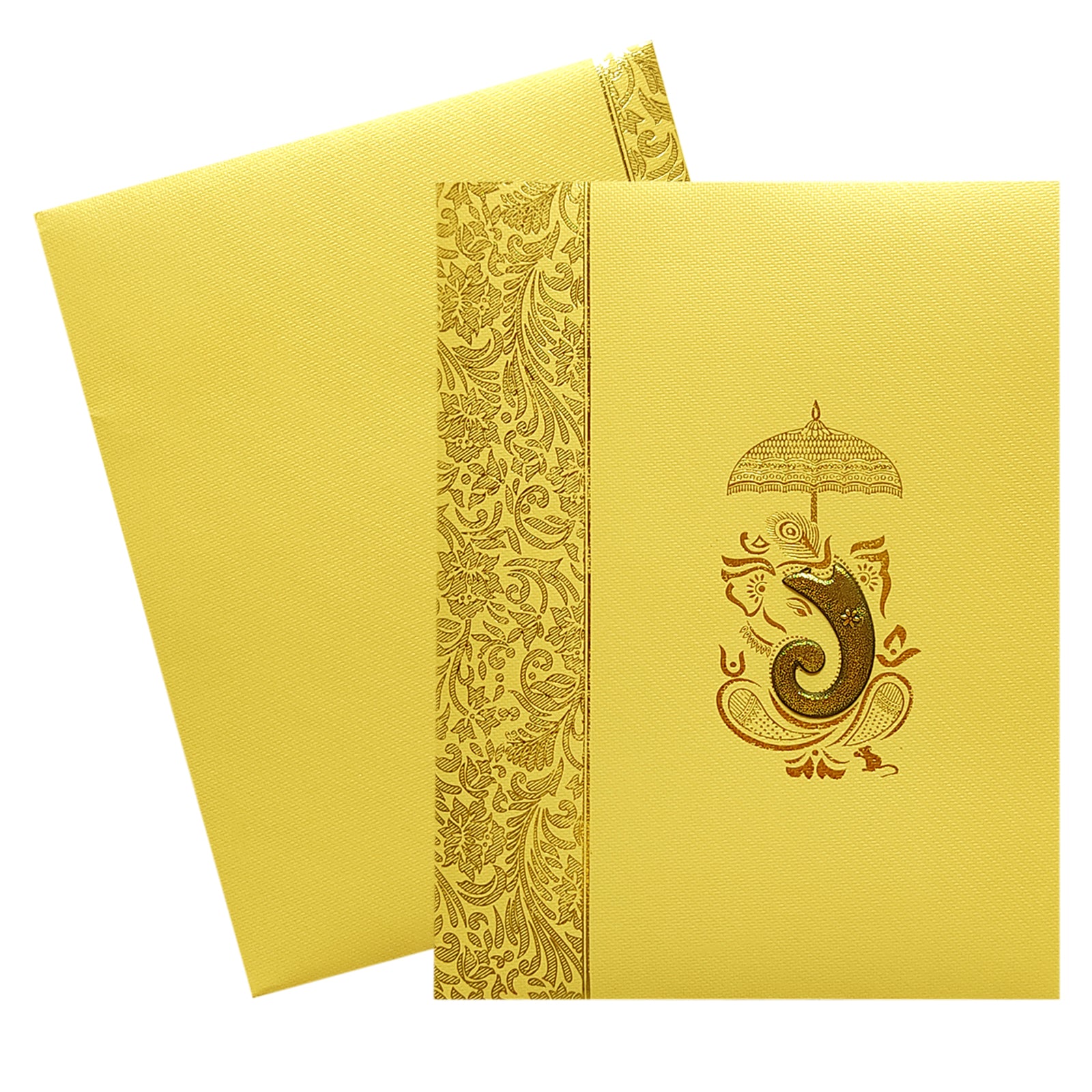 Gold Ganesha Wedding Card-KNKT5014
