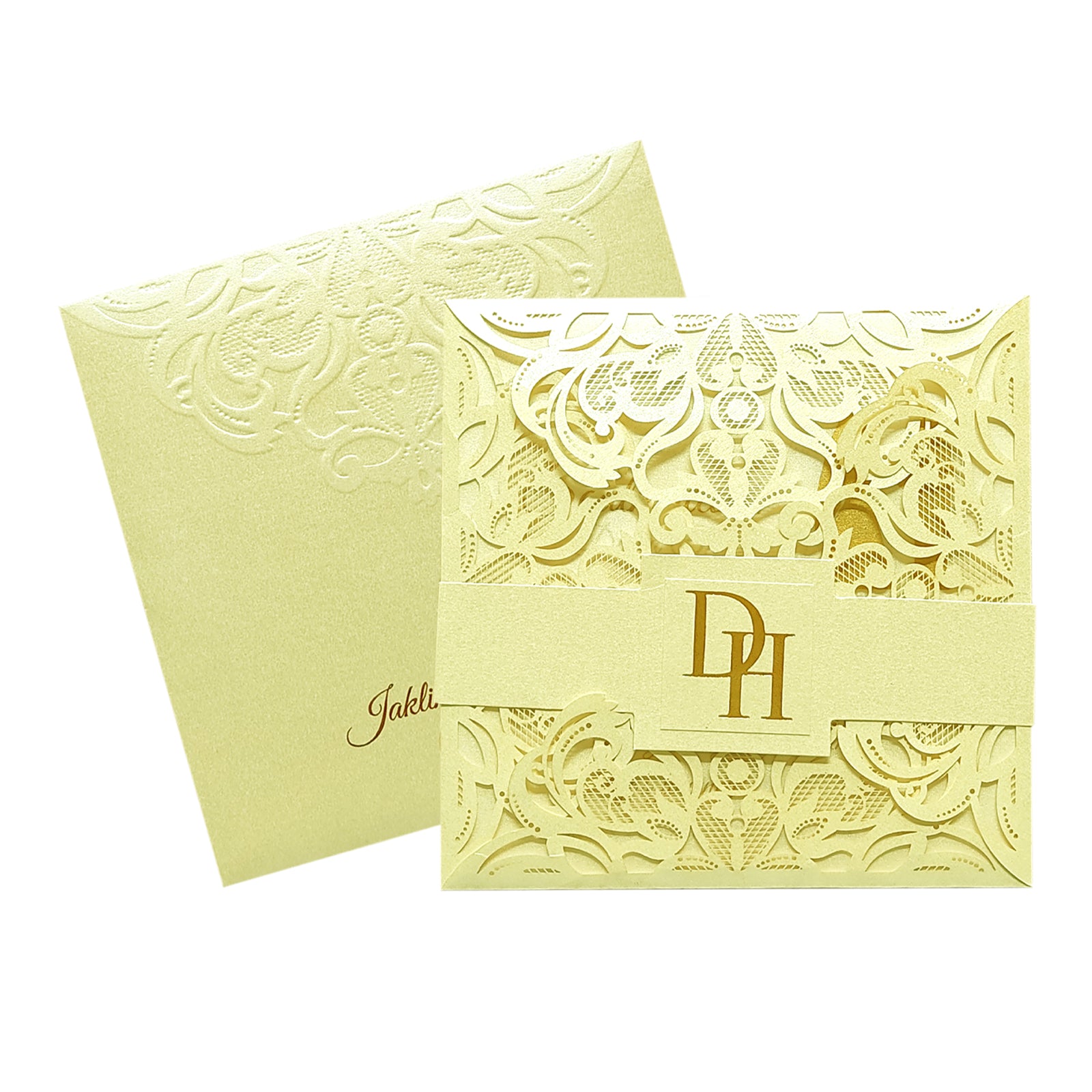 White Floral Laser Cut Invitation Card-KPR01010