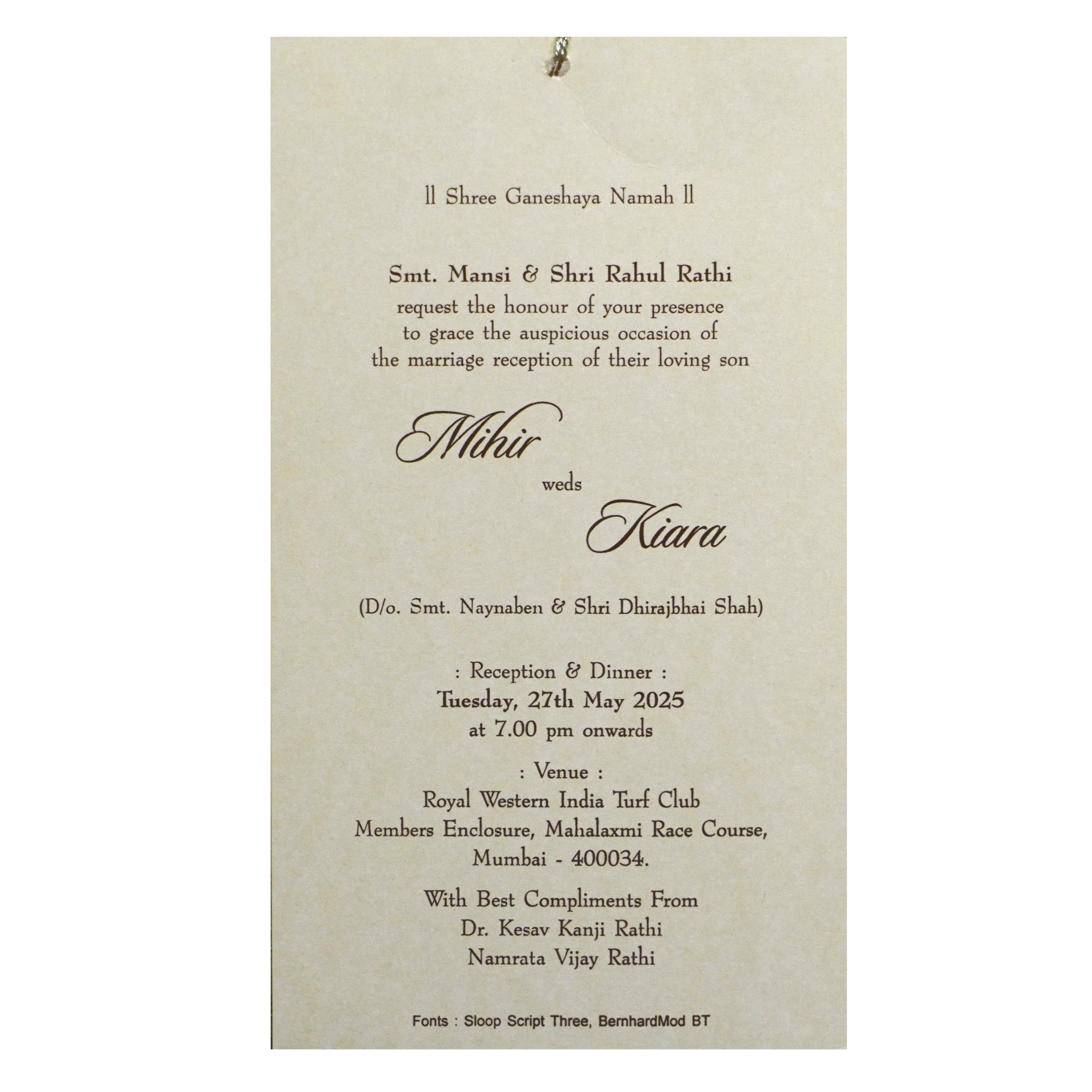 Beige Pale Pink Wedding Card-KRCS7042