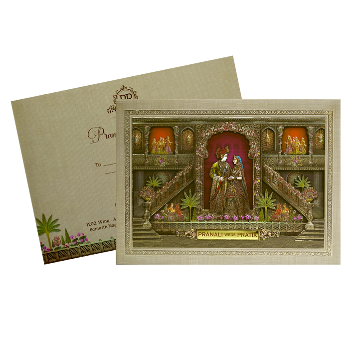 Pale Brown MDF Padded Invitation-King of Cards